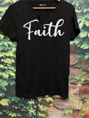 On Fire Black Tee with White Print